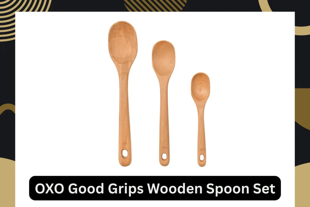 OXO Good Grips Wooden Spoon Set, featuring ergonomic handles and durable wooden heads for comfortable and efficient cooking